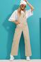 Beige Kangaroo Pocket Denim Gardener Salopet Alc-X9072 - 5