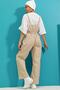 Beige Kangaroo Pocket Denim Gardener Salopet Alc-X9072 - 6