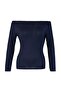 Lacivert Fitted/Vücuda Oturan Uzun Kol Kayık Yaka Viskoz Esnek Örme Bluz TWOAW21BZ0106 - 6