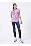 Polo Neck Patterned Pink Women's T-shirt Geptem. - 2
