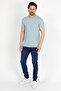 Men's Mint Crew Neck T-shirt with Embroidery Detail - 3