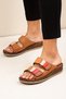 Women's Tan Genuine Leather Orthopedic Slippers - 2