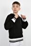 Black Kangaroo Pocket Hooded Surf Up Printed Boys' Sweatshirt - 3