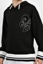 Black Kangaroo Pocket Hooded Surf Up Printed Boys' Sweatshirt - 4