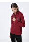 Hooded Collar Plain Red Women's Sweatshirt Sw01-Sk022