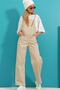 Beige Kangaroo Pocket Denim Gardener Salopet Alc-X9072 - 3