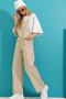 Beige Kangaroo Pocket Denim Gardener Salopet Alc-X9072 - 4