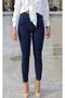 Dark Blue Color Colorfast Skinny Jeans Trousers