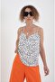 Abstract Polka Dot Pattern Iron Strappy Blouse