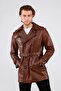 Men's Genuine Leather Trench Coat - 3