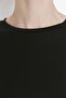 Siyah %100 Pamuk Uzun Kollu Bisiklet Yaka Regular/Normal Kalıp Basic Örme T-Shirt TWOAW21TS0098 - 7
