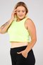 Plus Size Women's Comfortable Round Neck Crop Tank Top Sports-neon Yellow - 8