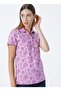 Polo Neck Patterned Pink Women's T-shirt Geptem. - 3