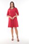 Women's Collar and Sleeve Large Size Dress with Stone Accessory Detail - 2