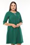 Women's Collar and Sleeve Large Size Dress with Stone Accessory Detail - 3