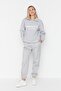 Gri Loose Jogger Kalın İçi Polarlı Örme Eşofman Altı Pantolon TWOAW23EA00151 - 6