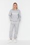 Gri Loose Jogger Kalın İçi Polarlı Örme Eşofman Altı Pantolon TWOAW23EA00151 - 8