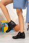 Black Mother Boots with Velcro and Fiber Inside Non-Slip Sole - 4