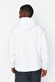 Beyaz Oversize/Geniş Kesim Kapüşonlu Etiketli İçi Polar/Sıcak Tutan Sweatshirt TMNAW21SW2005 - 4