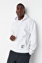Beyaz Oversize/Geniş Kesim Kapüşonlu Etiketli İçi Polar/Sıcak Tutan Sweatshirt TMNAW21SW2005 - 3