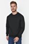 Siyah Regular/Normal Kesim İçi Polar/Sıcak Tutan Sweatshirt TMNAW23SW00189