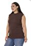 Large Size Half Fisherman Long Viscose Brown Body with Slits on the Sides - 4
