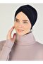 Women's Cross Three-Striped External Bonnet Ready Turban Navy Blue