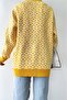 Women's Yellow Geometric Pattern Double Pocket Buttoned Loose Oversize Knitwear Long Cardigan - 8