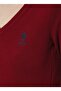 V-Neck Plain Red Women's Sweater Gtd02-bsk22 - 5