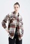 Relax Fit Plaid Patterned Recycled Flannel Lumberjack Shirt Tunic with Pocket Detail - 3