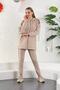 Mink Brown Women's Sweatshirt Jogger Set with Hooded Zipper Pocket - 2