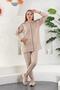 Mink Brown Women's Sweatshirt Jogger Set with Hooded Zipper Pocket - 3