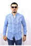Men's Blue Striped Slim Fit Embroidered Sleeve Folded Shirt 5134 - 4
