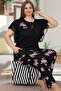 Lady Plus Size Short Sleeve Long Pajama Set 10852