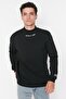 Turtleneck Embroidered Black SWeatshirt - Fleece Cut, TMNAW22sw0718 - 2