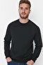 Siyah Regular/Normal Kesim İçi Polar/Sıcak Tutan Sweatshirt TMNAW23SW00189 - 4