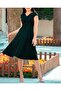 Off Shoulder Skirt Pleated Midi Length Crepe Fabric Dress - 8