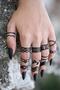 Set of 12 Rings 1307 Black - 2