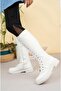 Women's Lace-Up White Boots - 2