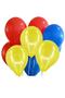 Pack of 12 Metallic Pearlescent 4 Yellow - 4 Red - 4 Dark Blue Balloons, Flying with Helium