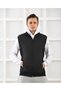 New Season Black Quilted Vest with Zipper Pocket New Sleeves - 4