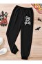 3 Thread Kids Black Oversize Saturn Printed Unisex Kids Sweatpants