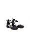 800 Girl's Black Glittery Slit Belly Shoes - 4