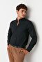 Black Men's Slim Fit Judge Collar Shirt Tmnaw23Go00017 - 3
