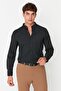 Black Men's Slim Fit Judge Collar Shirt Tmnaw23Go00017 - 2