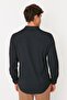 Black Men's Slim Fit Judge Collar Shirt Tmnaw23Go00017 - 5