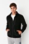 Siyah Regular/Normal Kesim Fermuarlı Sıcak Tutan Kalın Anti-pilling Polar Sweatshirt TMNAW23HI00050