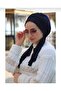 Women's Design Ready-made Bonnet Shawl Navy Blue