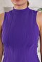 Women's Stand Collar Zero Sleeve Embossed Pattern Purple Knitwear Blouse - 4