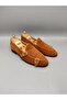 Tan Suede Double Buckle Genuine Leather Men's Shoes